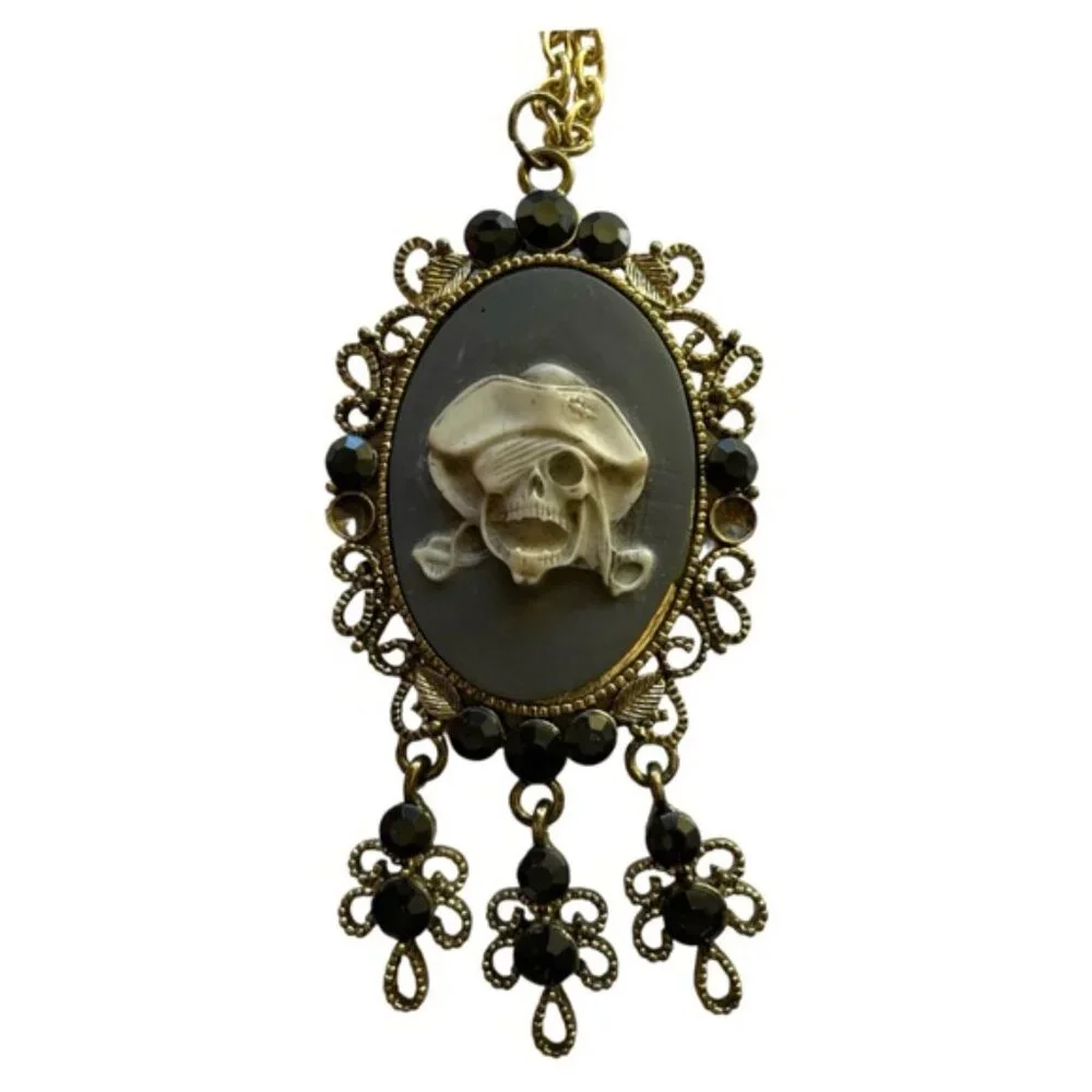 Pirate Skull Cameo Themed Necklace